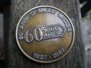 MILLE MIGLIA 60 YEARS JUBILEE Badge medal coin 1987  