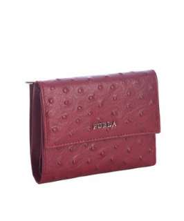 Furla cherry ostrich embossed Classic medium french wallet   