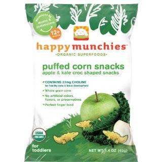 Happy Munchies Apple and Kale Puffed Corn Snacks, 1.4 Ounce