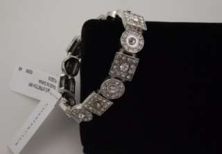 NEW Macys Silver Geometric Crystal Stretch Bracelet NWT  