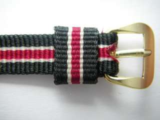Clipper nylon military ladies watch strap blue red 8 mm  