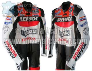   Repsol Gas Dazzler Mens One Piece Motorbike Racing Leather Suit  