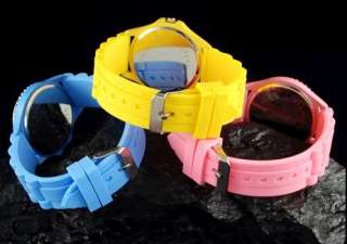 10Color Lady Bling Crystal Silicone Bracelet Sport Watch  