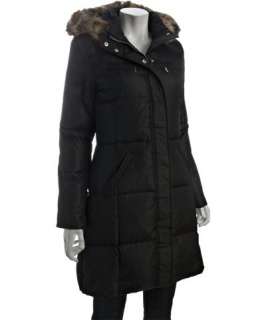 MICHAEL Michael Kors black quilted zip front faux fur hooded down coat