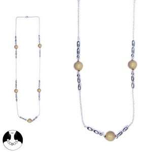   : sg paris women necklace long necklace silver brown plastic: Jewelry