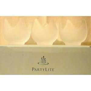PartyLite FROSTED LOTUS BLOSSOM TRIO Candle Holders   RETIRED (Box of 