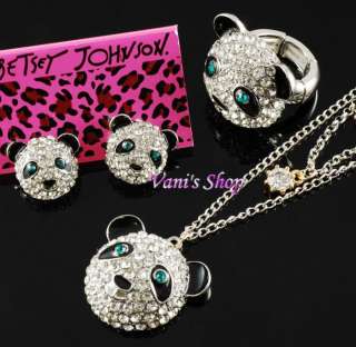 BETSEY JOHNSON Jewelry Panda Ring + necklacet + earrings set,come in 