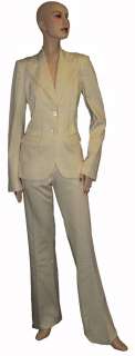New $1295 Just Cavalli Womens Suit Jacket Off White Wool Sz 44 Ladies 