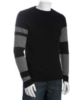 Wyatt black and grey cashmere striped sleeve sweater   up to 