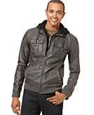    Chor Jacket, Faux Leather Hoodie  
