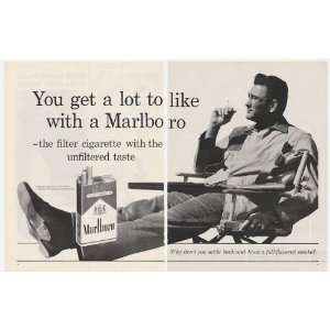  1961 Marlboro Man Cigarette 2 Page Print Ad (4029)