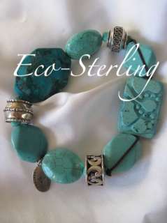 Silpada Sterling Silver Howlite Stabalized Turquoise Magnesite Stretch 