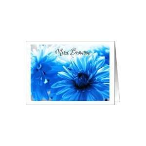 merci beaucoup, blue chrysanthemums Card