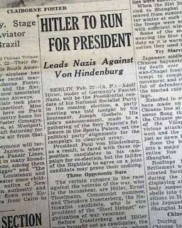 ADOLPH HITLER Runs For President of Germany Banishment of JEWS in 1932 