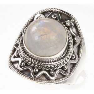   925 Sterling Silver RAINBOW MOONSTONE Ring, Size 7.25, 7.41g Jewelry