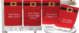   Santa Red Suit Belt Christmas Holiday Tea Hand Cotton Towel Gift Set 4