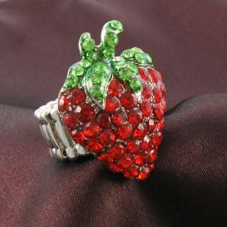   Ring Silver Tone Red Green Stone Crystal Adjustable Jewelry NEW  