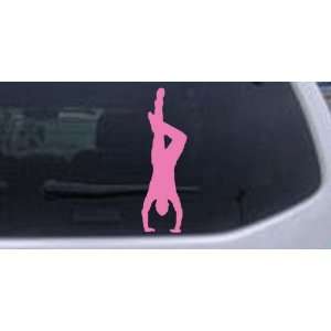 Pink 16in X 5.2in    Dancer Hand Stand Silhouettes Car Window Wall 