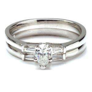   White Gold Pear & Baguette Diamond Bridal Set Ring (0.50 ctw) Jewelry