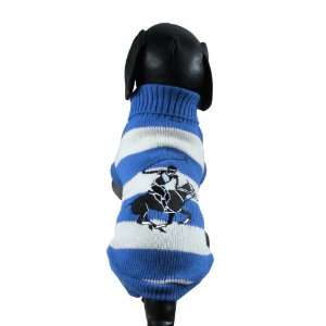   Beverly Hills Polo Club Blue Striped Dog Sweater   SMALL: Pet Supplies