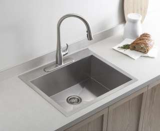 Single Bowl Topmount Drop In Zero Radius Kitchen Sink