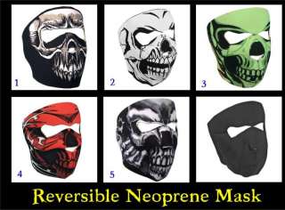 Neoprene Skull Motorcycle Full Face Mask + reversible  