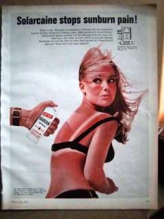 1969 Solarcaine Spray Stops Sunburn Pain Ad  