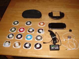 Sony PSP 1000 Black Handheld System  UMD 8 Games, 5 Movies, Sound 