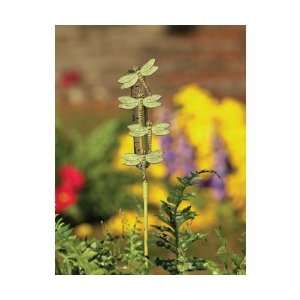  Cast Brass Staked Dragonfly Rain Gauge   Comes with Garden 