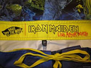 Brand New VANS Board Shorts RARE IRON MAIDEN Concert Edition size 30 