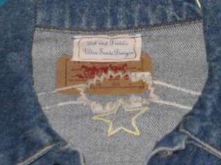 LEVIS TEXAS Theme Embroidered Blue Jean Jacket M  