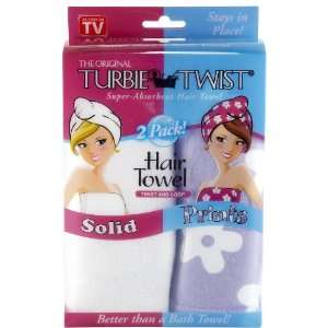 Turbie Twist Solid Microfiber Hair Towel, 2 pk Beauty