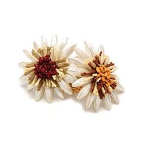  Kim Seybert Shell Fleur Set of Four Napkin Rings   Ivory 