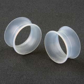 DOUBLE FLARE Silicone Ear Skin CLEAR TUNNEL PLUGS Gauge  