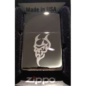  Zippo Custom Lighter   Lucifer Devil Satan Satanic Skull 