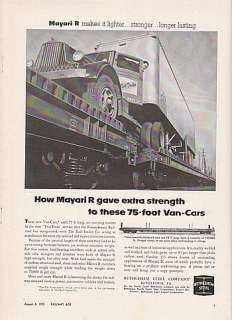 1955 Bethlehem Steel Ad: Pennsylvania Railroad Van Cars  