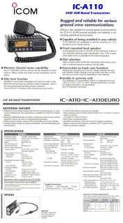ICOM IC A110 IC A110 VHF AIR BAND TRANSCEIVER  