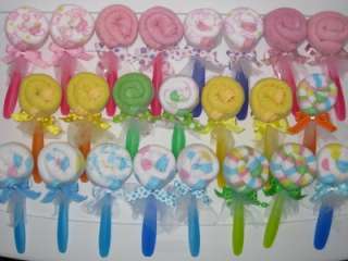 Washcloth Lollipop w/ utensil Baby Shower Gift / Favor  