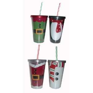 Christmas Themed Double Insulated Tumblers with Lid and Straw   Santa 