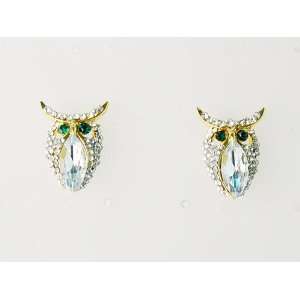  Marquis Crystal Body Rhinestone Alien Owl Bird Stud Earrings: Jewelry