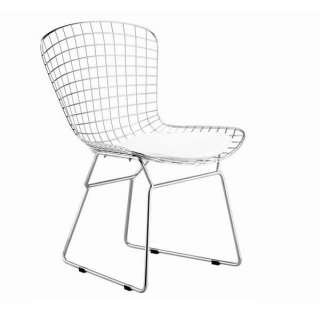 moderntomato bertha wire chrome dining side office chair   white pad