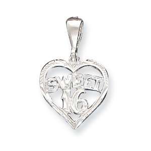  Sterling Silver HEART SWEET 16 Charm Jewelry