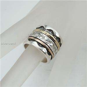   meditation romantic ring wide band silver rose gold bague tube argent
