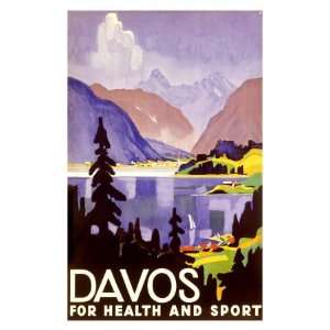  Davos Swiss Alps Ski Resort Giclee Poster Print, 24x32 