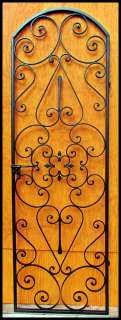 Iron Wine Cellar Door Gate Tall Forged Iron Design with Hinges, Latch 