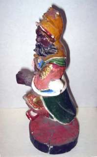 Old Chinese Painted Wood Carving Door Guardian RA500  