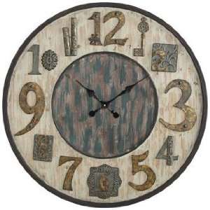   Distressed Wood Eclectic Number 31 Wide Wall Clock: Home Improvement