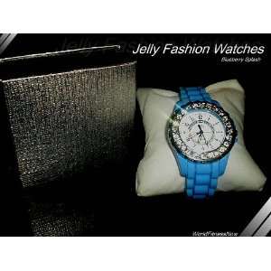  Blueberry Splash Rhinestone Jelly Watch 