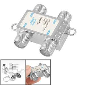   Silver Tone 3 Way Cable CATV Signal Splitter Combiner Electronics
