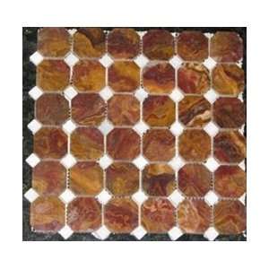   of 2x2 Multi Red Onyx Octagon With White Dots Polished Mosaic Tiles